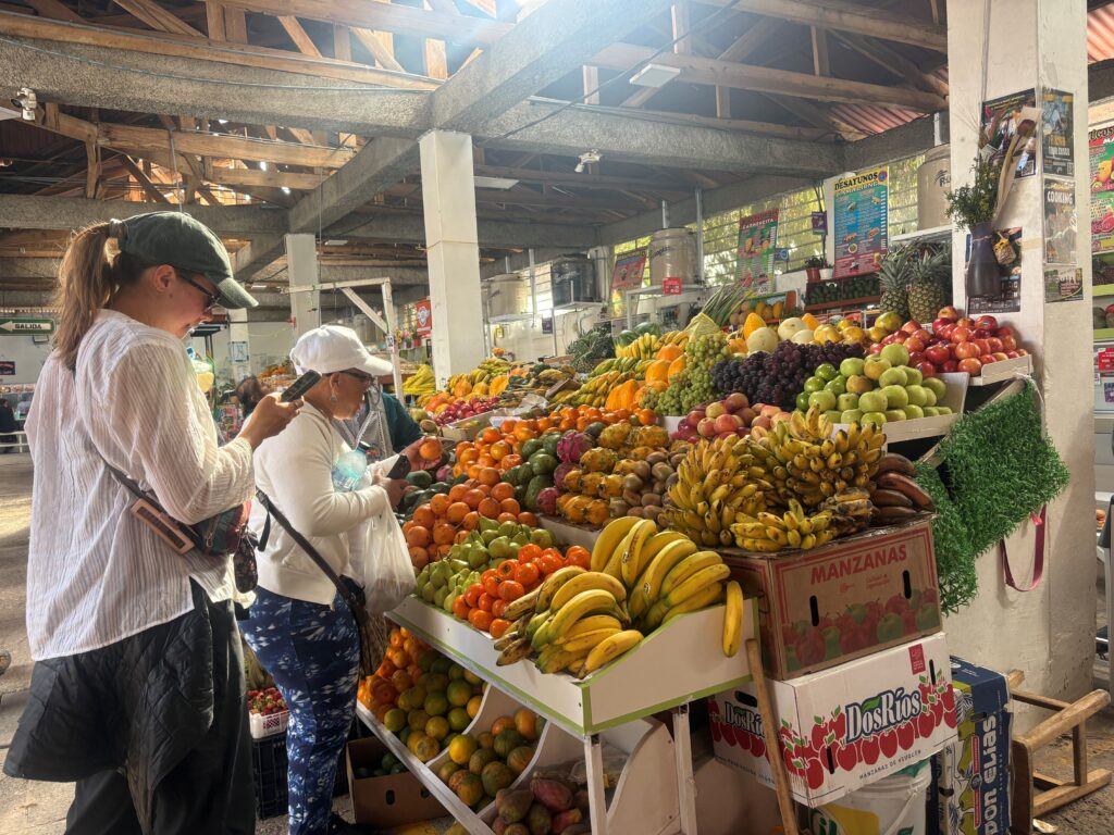 Native Andean fruits displayed at San Blas Market in Cusco, Peru